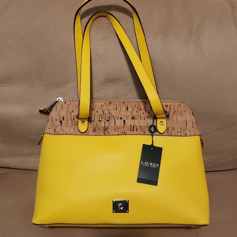 Ralph Lauren Yellow and Tan Women's Bag